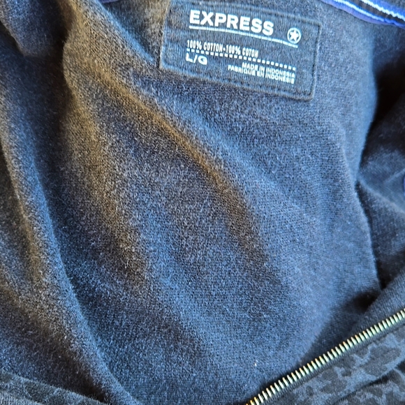 Gray Leopard Print Zip-Up Jacket with Hood Womens Large - Picture 4 of 4